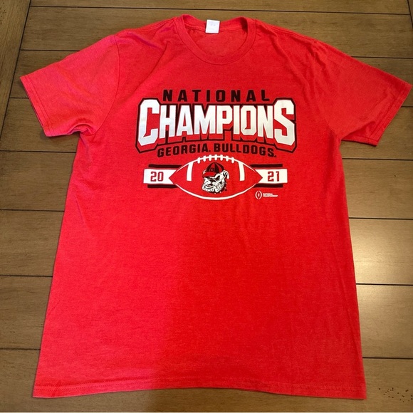 Georgia Bulldogs Mens T Shirt Medium Red UGA National Champions 2021 - Picture 1 of 8